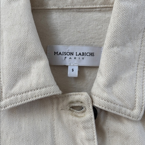 :Price Firm: Anthro Maison Labiche Embroidered Heart Denim Jacket in Cream - Picture 8 of 10